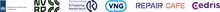logo's ministerie I en W, NVRD, BKN, VNG, Repair Cafe en Cedris